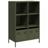 Olívazöld acél magasszekrény 68 x 39 x 103,5 cm