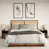 2 db barna tölgyszínű szerelt fa éjjeliszekrény LED-fényekkel