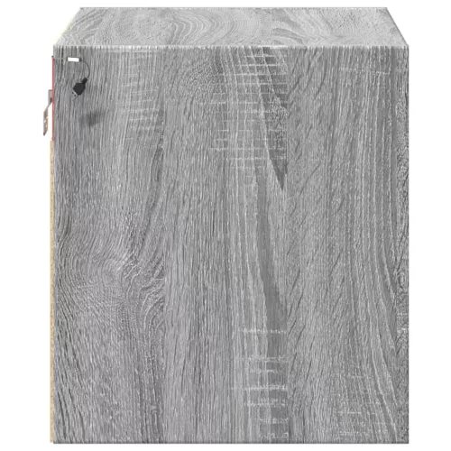 2 db szürke sonoma színű fali éjjeliszekrény LED-világítással