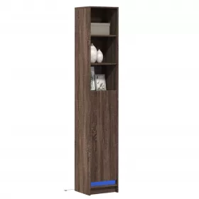   Barna tölgy szerelt fa tálalószekrény LED-del 36x32,5x200 cm