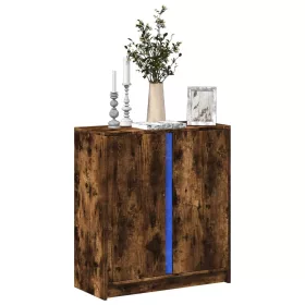   Füstös tölgy szerelt fa tálalószekrény LED-del 77 x 34 x 85 cm