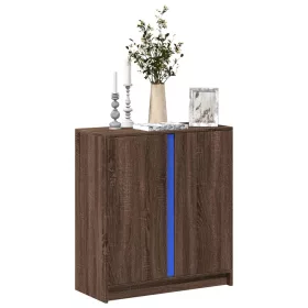   Barna tölgy színű szerelt fa tálalószekrény LED-del 77x34x85 cm