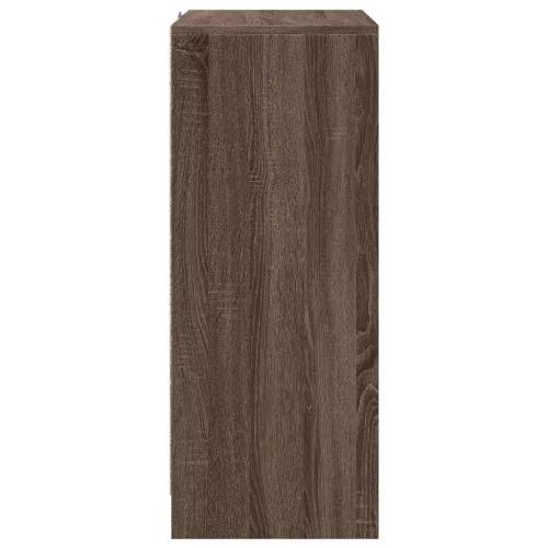 Barna tölgy színű szerelt fa tálalószekrény LED-del 77x34x85 cm