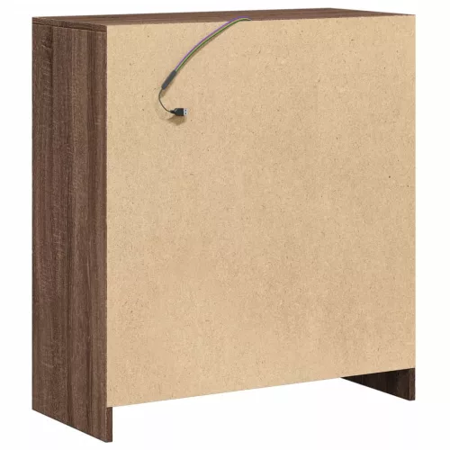 Barna tölgy színű szerelt fa tálalószekrény LED-del 77x34x85 cm