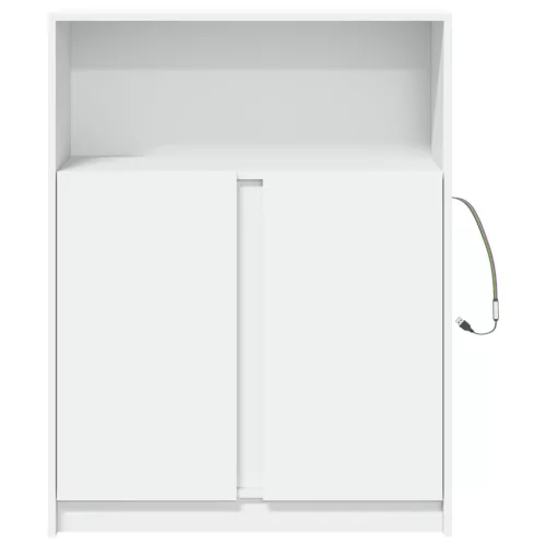 Fehér szerelt fa tálalószekrény LED-del 77 x 34 x 100 cm