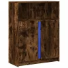 Füstös tölgy szerelt fa tálalószekrény LED-del 77 x 34 x 100 cm