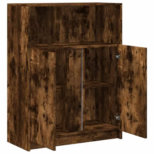 Füstös tölgy szerelt fa tálalószekrény LED-del 77 x 34 x 100 cm