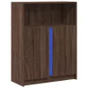 Barna tölgy szerelt fa tálalószekrény LED-del 77x34x100 cm