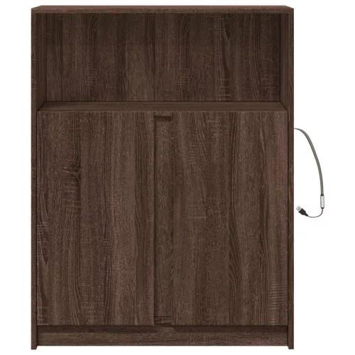 Barna tölgy szerelt fa tálalószekrény LED-del 77x34x100 cm