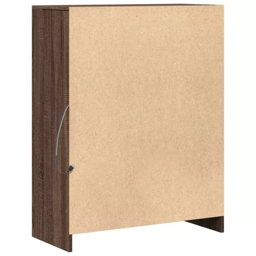 Barna tölgy szerelt fa tálalószekrény LED-del 77x34x100 cm