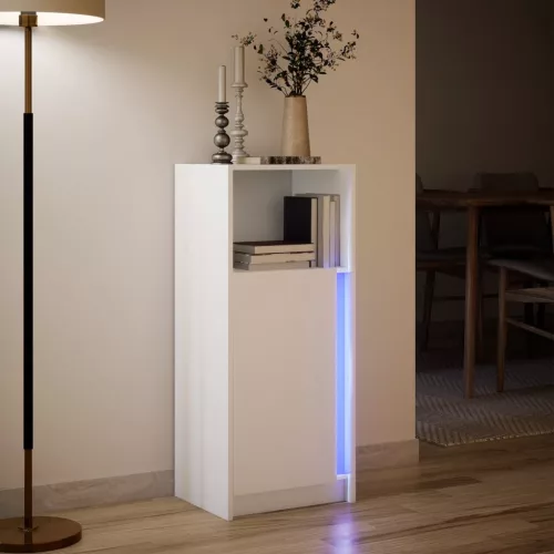 Fehér szerelt fa tálalószekrény LED-del 42,5 x 34 x 100 cm