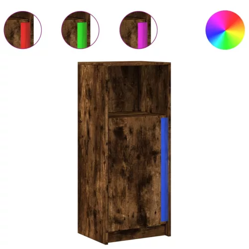 Füstös tölgy szerelt fa tálalószekrény LED-del 42,5x34x100 cm