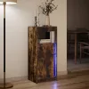 Füstös tölgy szerelt fa tálalószekrény LED-del 42,5x34x100 cm