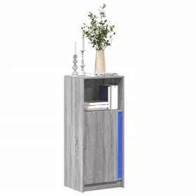   Szürke sonoma szerelt fa tálalószekrény LED-del 42,5x34x100 cm