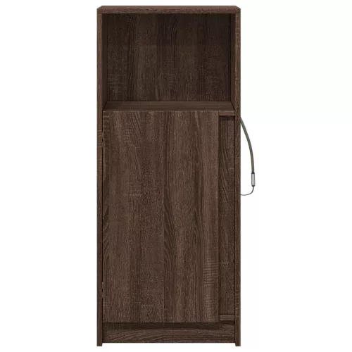 Barna tölgy szerelt fa tálalószekrény LED-del 42,5x34x100 cm