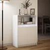 Fehér szerelt fa tálalószekrény LED-del 72 x 34 x 100 cm
