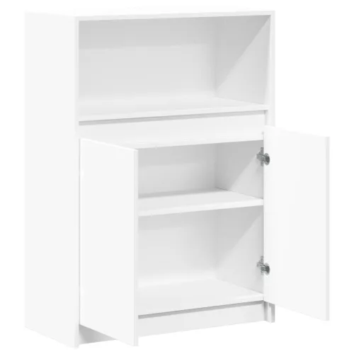 Fehér szerelt fa tálalószekrény LED-del 72 x 34 x 100 cm