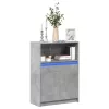 Betonszürke szerelt fa tálalószekrény LED-del 72x34x100 cm
