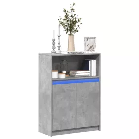   Betonszürke szerelt fa tálalószekrény LED-del 72x34x100 cm