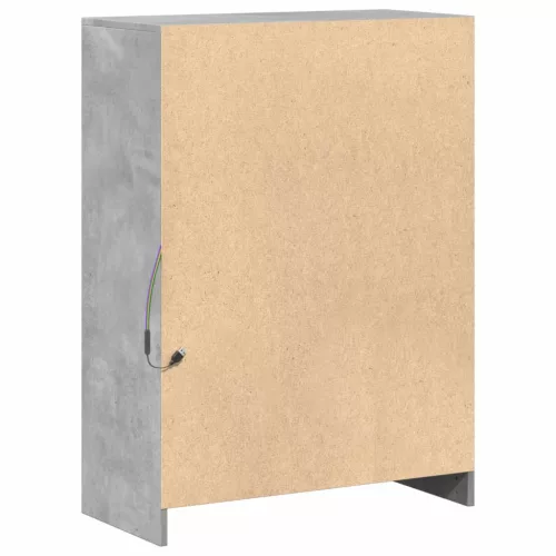 Betonszürke szerelt fa tálalószekrény LED-del 72x34x100 cm