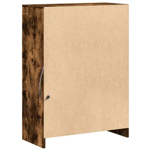 Füstös tölgy szerelt fa tálalószekrény LED-del 72x34x100 cm
