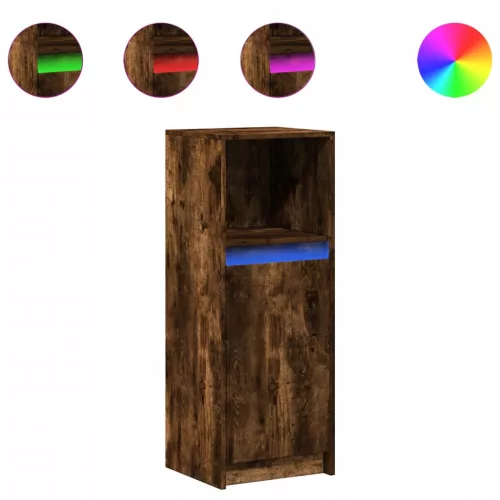 Füstös tölgy szerelt fa tálalószekrény LED-del 38 x 34 x 100 cm