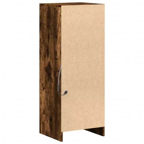 Füstös tölgy szerelt fa tálalószekrény LED-del 38 x 34 x 100 cm
