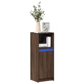   Barna tölgy szerelt fa tálalószekrény LED-del 38 x 34 x 100 cm