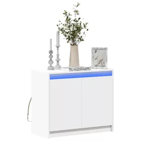 Fehér szerelt fa tálalószekrény LED-del 72 x 34 x 61 cm