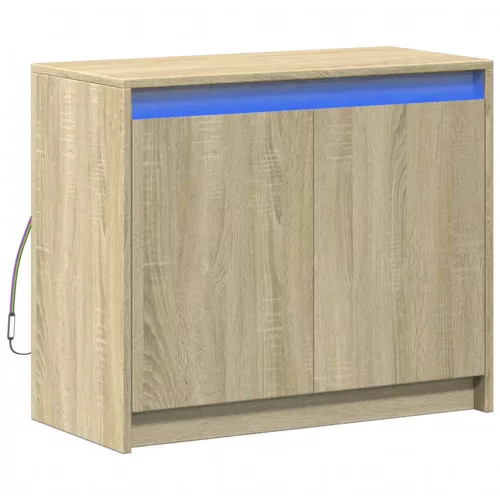 Sonoma tölgy szerelt fa tálalószekrény LED-del 72 x 34 x 61 cm