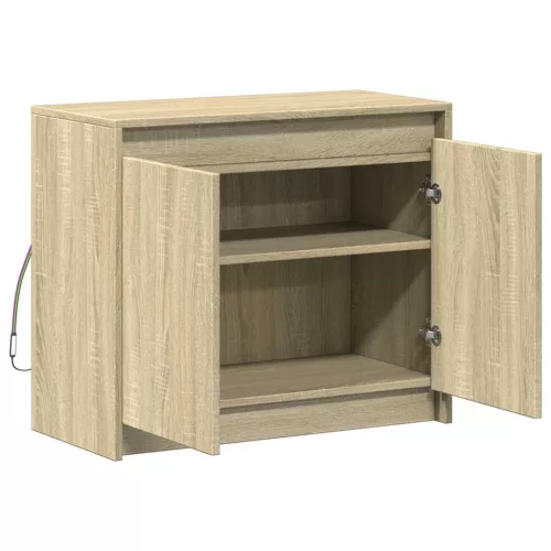 Sonoma tölgy szerelt fa tálalószekrény LED-del 72 x 34 x 61 cm