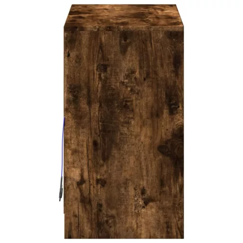 Füstös tölgy szerelt fa tálalószekrény LED-del 72 x 34 x 61 cm