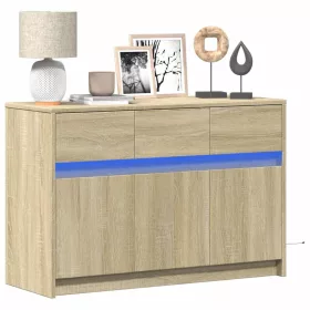  Sonoma tölgy színű szerelt fa LED-es TV-szekrény 91x34x61 cm