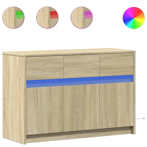 Sonoma tölgy színű szerelt fa LED-es TV-szekrény 91x34x61 cm