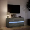 Szürke sonoma színű szerelt fa LED-es TV-szekrény 100x34x50 cm