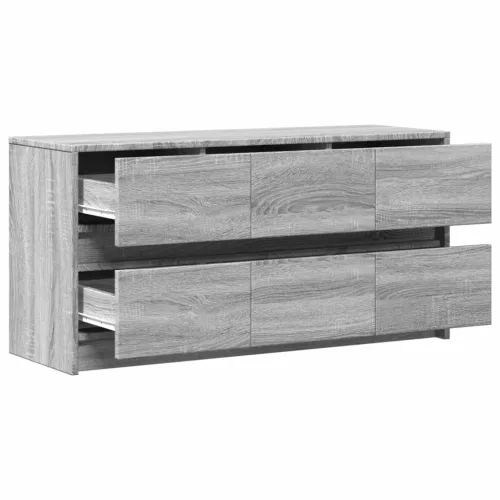 Szürke sonoma színű szerelt fa LED-es TV-szekrény 100x34x50 cm