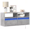 Betonszürke falra szerelhető TV-szekrény LED-del 100x31x45 cm
