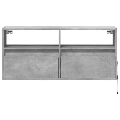 Betonszürke falra szerelhető TV-szekrény LED-del 100x31x45 cm