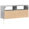 Betonszürke falra szerelhető TV-szekrény LED-del 100x31x45 cm