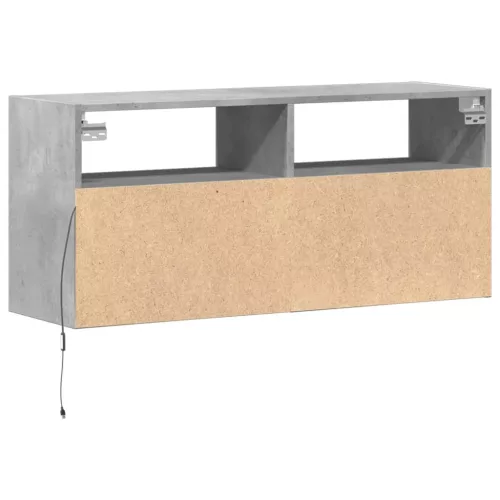 Betonszürke falra szerelhető TV-szekrény LED-del 100x31x45 cm