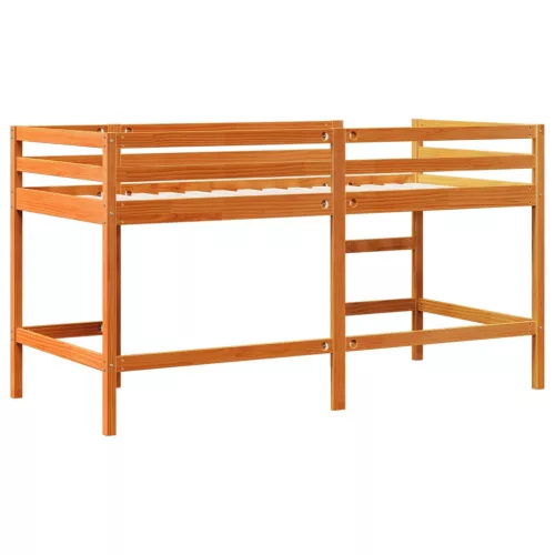 Viaszbarna tömör fenyőfa gyerek galériaágy létrával 90 x 200 cm