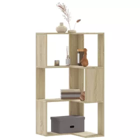   3 szintes sonoma tölgy szerelt fa sarok könyvespolc 50x50x102cm