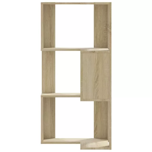 3 szintes sonoma tölgy szerelt fa sarok könyvespolc 50x50x102cm