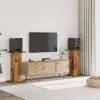 2 db antik fa színű szerelt fa hangszóróállvány 30 x 30 x 80 cm