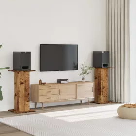   2 db antik fa színű szerelt fa hangszóróállvány 30 x 30 x 80 cm