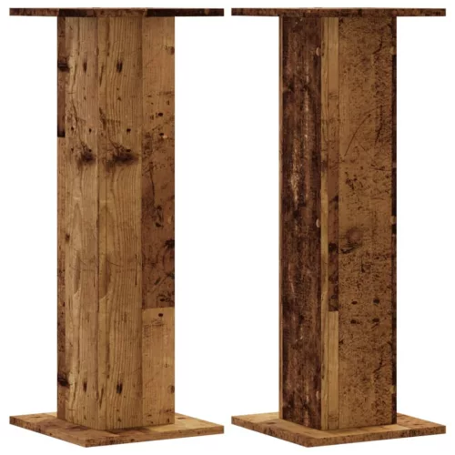 2 db antik fa színű szerelt fa hangszóróállvány 30 x 30 x 80 cm