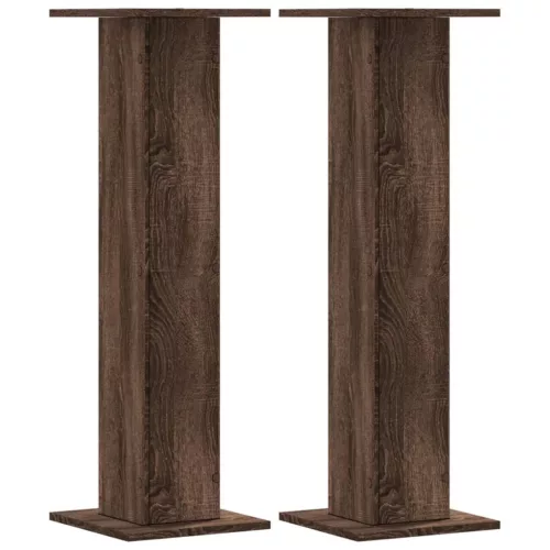 2 db barna tölgy színű szerelt fa hangszóróállvány 30x30x95 cm