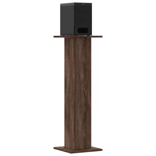 2 db barna tölgy színű szerelt fa hangszóróállvány 30x30x95 cm