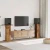 2 db antik fa színű szerelt fa hangszóróállvány 30 x 30 x 95 cm