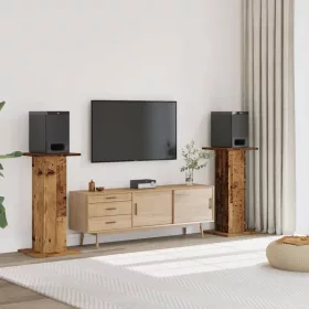   2 db antik fa színű szerelt fa hangszóróállvány 30 x 30 x 95 cm